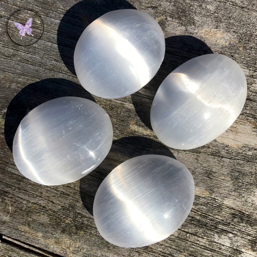 White Selenite Palm Stones